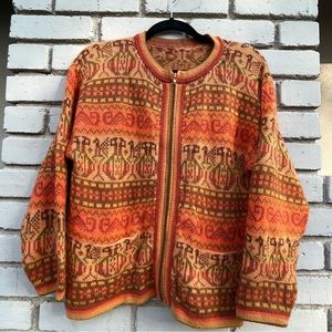 Handmade Southwestern Zip Knit Sweater with pockets